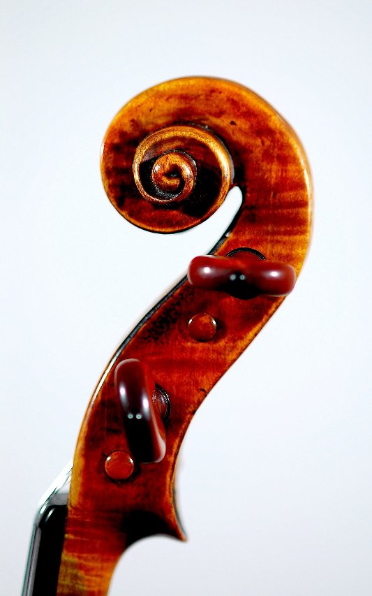 Full Page 1779 J.B. Guadagnini Violin Treble Side View of Scroll